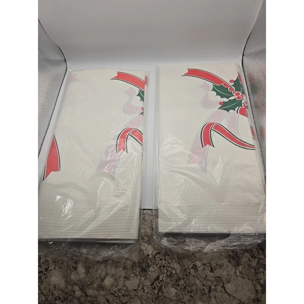 Lot of 2 Vintage NEW  Paper Christmas Tablecloths.  Size 54